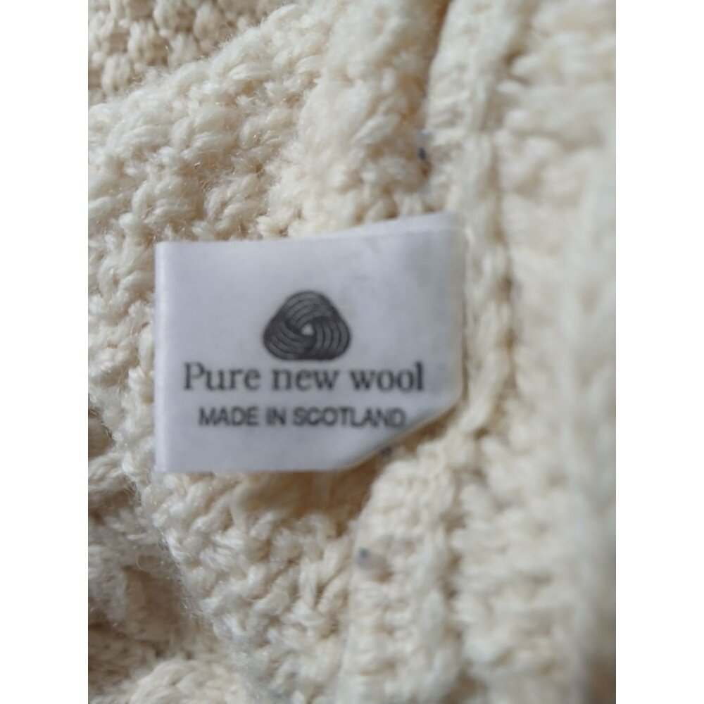 Vintage Highland Home Womens Cable Knit Wool Sweater Cream Size L Made Scotland - Picture 11 of 12